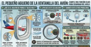 El pequeño agujero de la ventanilla del avión que cumple una función clave para la seguridad del vuelo