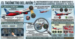 El tacómetro del avión el instrumento que ayuda a mantener el motor bajo control durante el vuelo