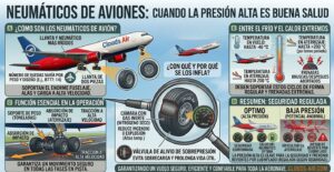 Neumáticos de aviones cuando la presión alta es buena salud