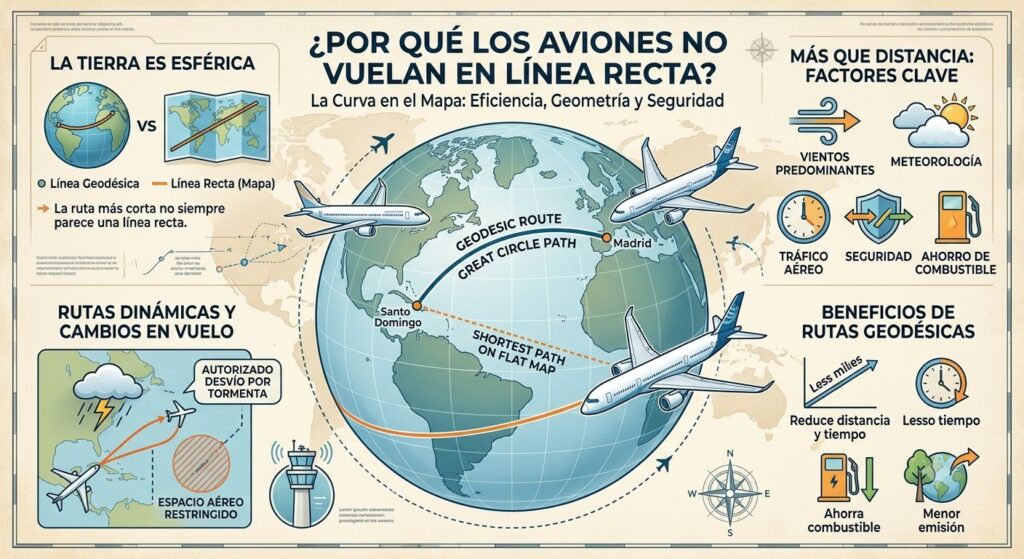 Por que los aviones no vuelan en línea recta