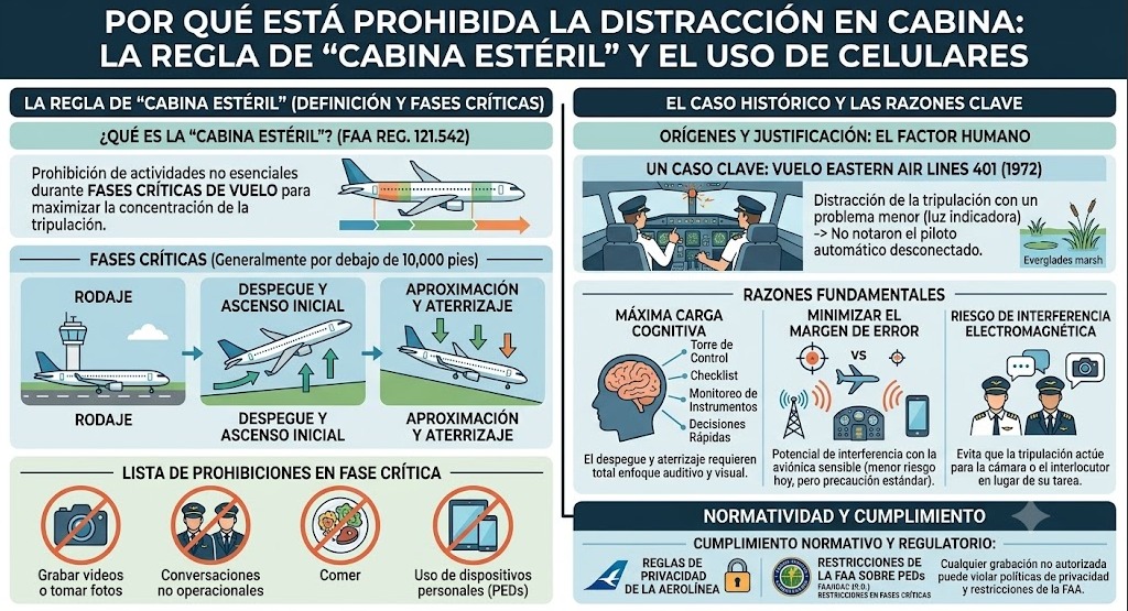 está prohibido grabar videos o hablar por celular en cabina cuando se inicia un vuelo