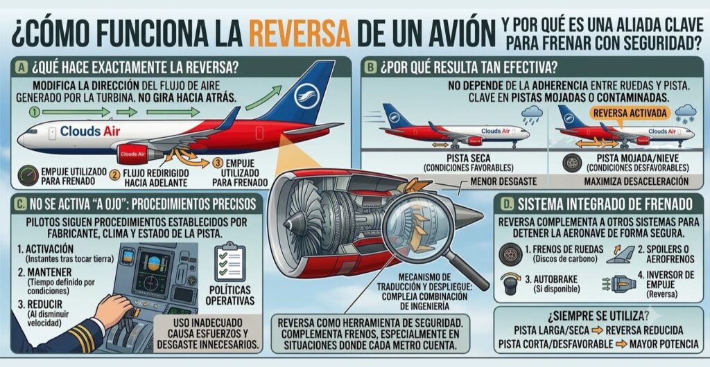 ¿Cómo funciona la reversa de un avión y por qué es una aliada clave para frenar con seguridad