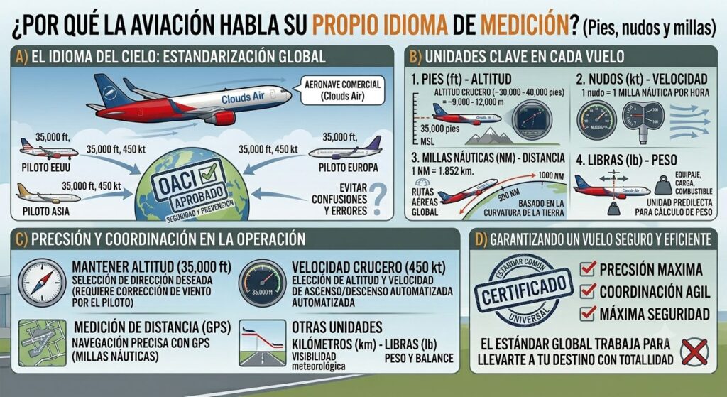 Pies, nudos y millas ¿por qué la aviación habla su propio idioma de medición