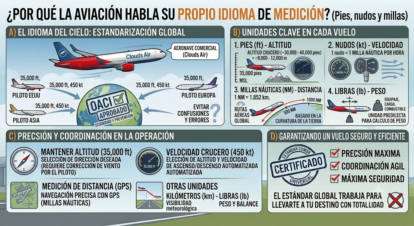 Pies, nudos y millas ¿por qué la aviación habla su propio idioma de medición