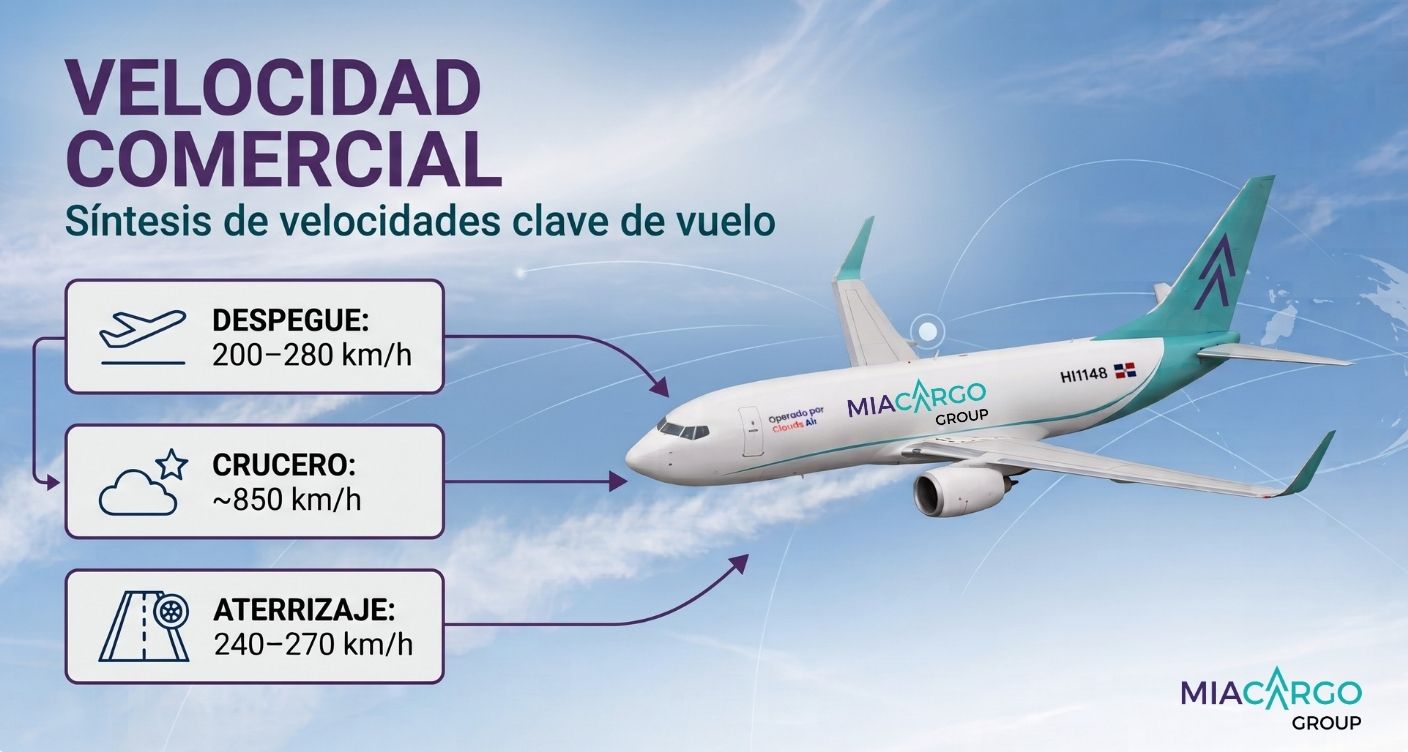 ¿A qué velocidad vuela un avión comercial de pasajeros?