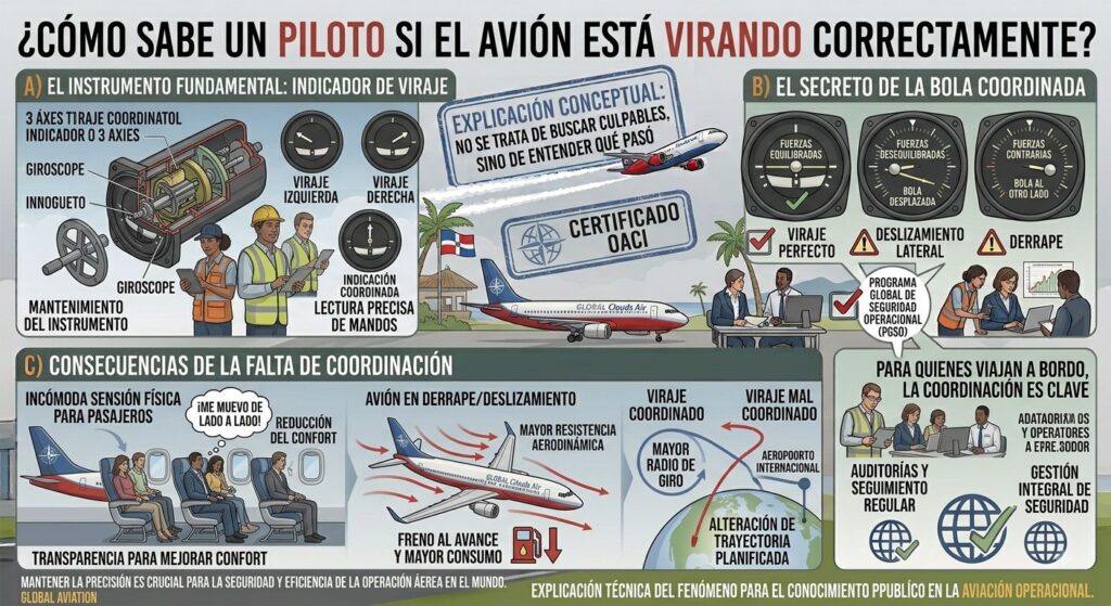 ¿Cómo sabe un piloto si el avión está virando correctamente