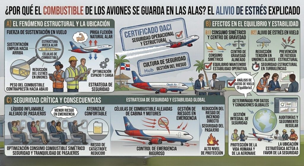 ¿Por qué el combustible de los aviones se guarda en las alas