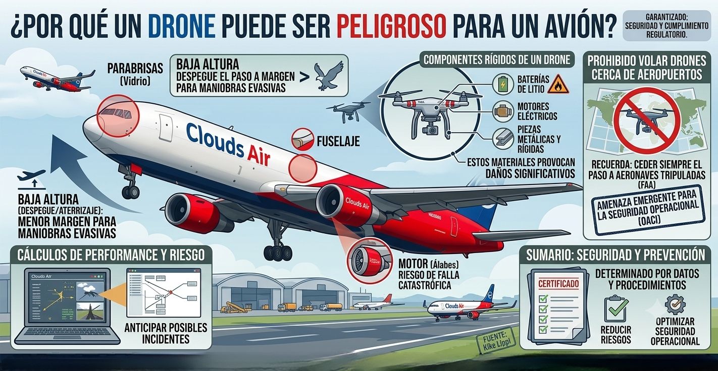 ¿Por qué un drone puede ser peligroso para un avión