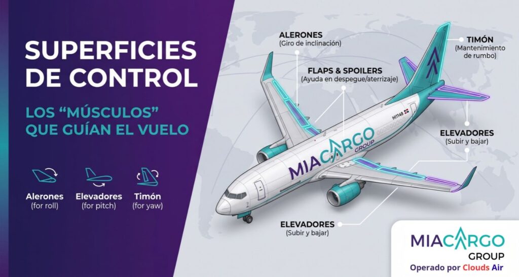 Las superficies de control: "músculos" que guían un vuelo