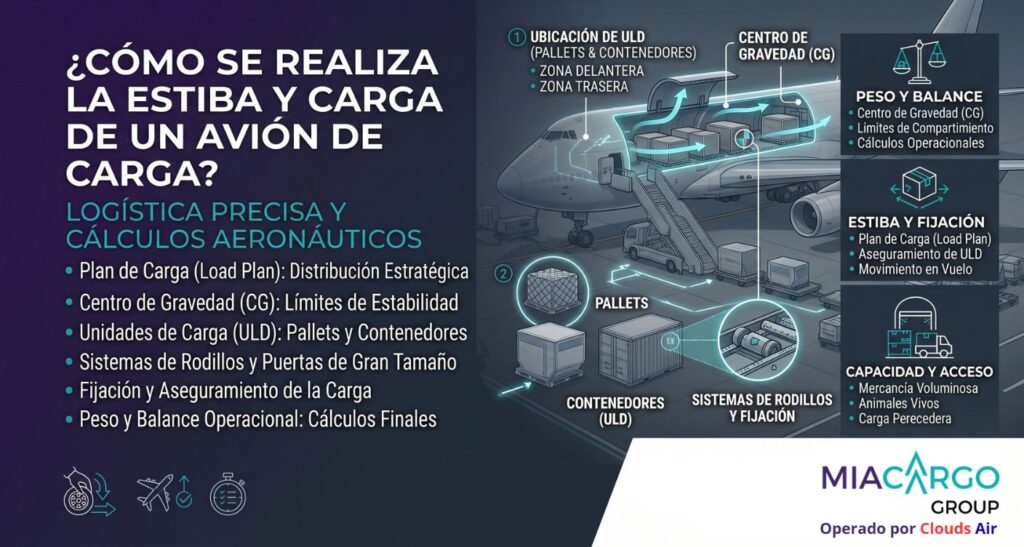 ¿Cómo se realiza la estiba y carga de un avión de carga?
