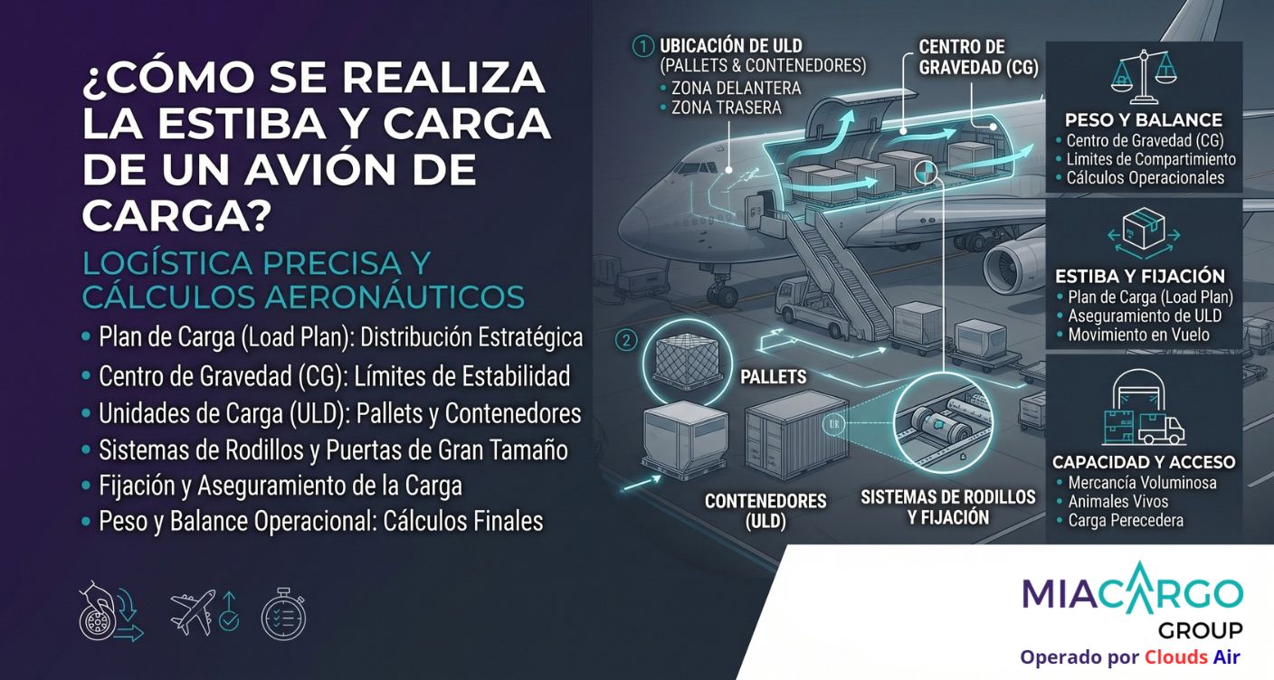 ¿Cómo se realiza la estiba y carga de un avión de carga?