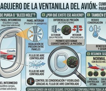 El pequeño agujero de la ventanilla del avión que cumple una función clave para la seguridad del vuelo